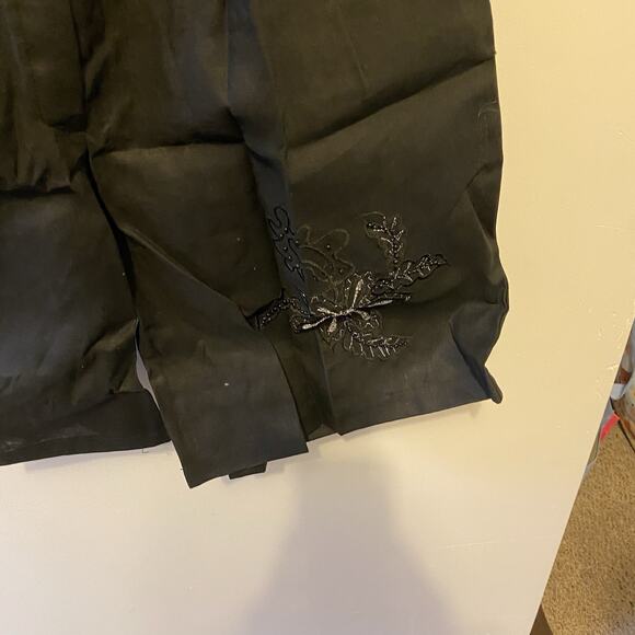 Vintage 90s ClubZ Floral Embroidered Black 2Pc TopShorts OutfitSet LinenCotton S - Picture 12 of 14